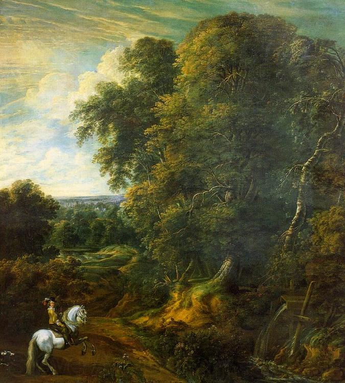 Corneille Huysmans Landscape with a Horseman in a Clearing Norge oil painting art